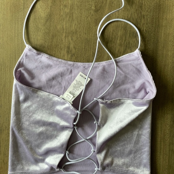 Lilac Velvet Crop Tank Top - Picture 2 of 5